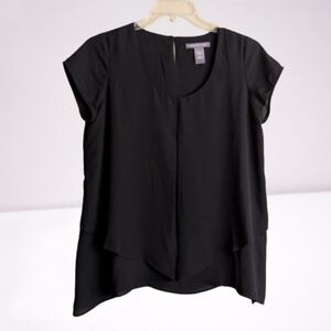 Kate & Mallory Blouse Black Chiffon Asymmetrical Whimsgoth Size Medium